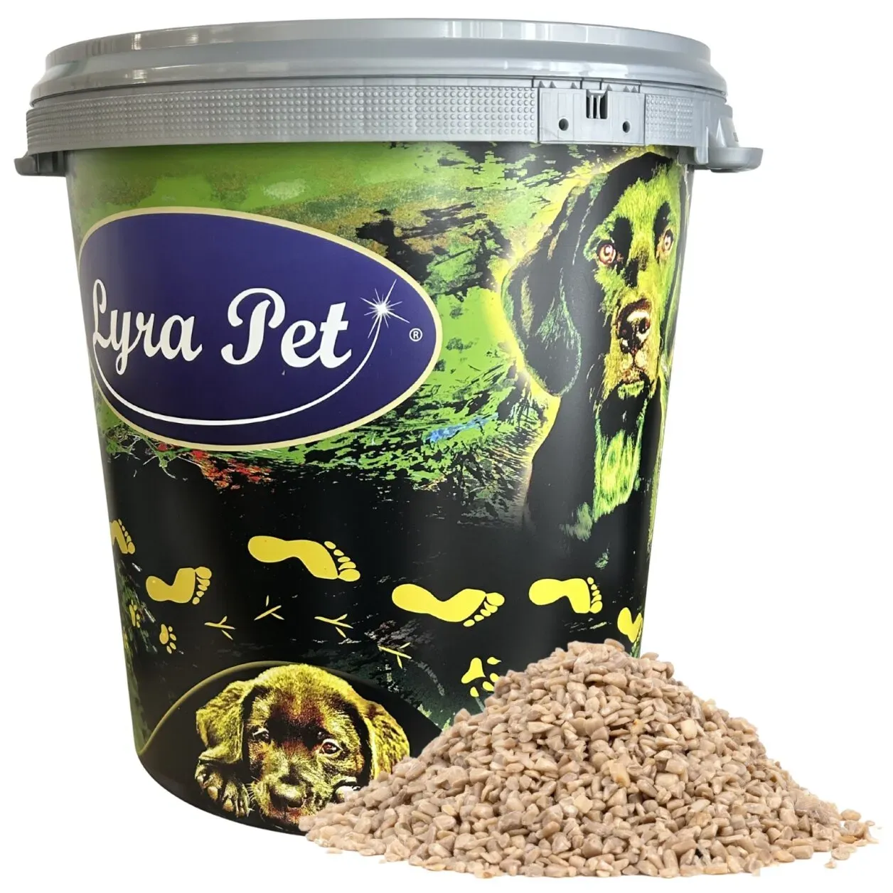 10 kg Lyra Pet® Sonnenblumenkerne geschält BRUCH in 30 L Tonne