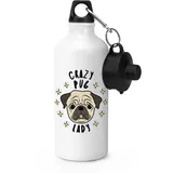 Verrückt Mops Lady Stars SPORTS Getränke Flasche Zelten - Lustig Hund Welpen