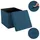 Intirilife Faltbare Sitzhocker 30x30x30 cm in OZEAN BLAU - Sitzwürfel mit Stauraum aus Stoff mit Mulden