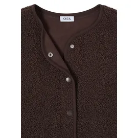 Cecil "Curly fake Wool", Damen, Gr. XXL (46), braun macchiato braun), Stoff, 100% Polyester, unifarben, normal, Rundhals, Westen, Rundhalsausschnitt