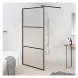 vidaXL Duschwand für Walk-In Dusche 100x195 cm ESG Mattiert Schwarz