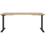 Germania Lissabon höhenverstellbarer Schreibtisch lindberg-eiche rechteckig, T-Fuß-Gestell schwarz 180,0 x 80,0 cm