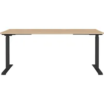 Germania Lissabon höhenverstellbarer Schreibtisch lindberg-eiche rechteckig, T-Fuß-Gestell schwarz 180,0 x 80,0 cm
