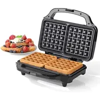 Beldray Salter Double Waffeleisen – antihaftbeschichtete Doppel-Waffelplatten, tiefe Füllung für belgische und amerikanische Waffeln, automatische Temperaturregelung, Cool-Touch-Griff, 900 W