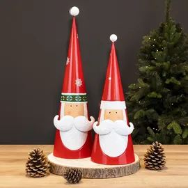 Gravidus 2er Set Weihnachtsmann-Dekofiguren aus Metall