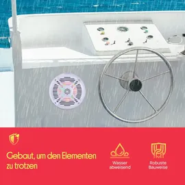 Pyle Audio Pyle Outdoor Lautsprecher Wasserdicht 250 Watt, 2-Wege mit LED-Lichtern Weiß,