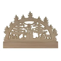 Holz-Schwibbogen 5 LEDs Lichterbogen Weihnachtsdeko Fensterdeko Adventsdeko TOP Schneemann mit Reh
