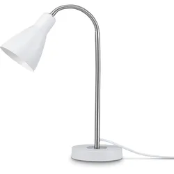 PACO HOME Tischleuchte "WILHELM", weiß (weiß, metall gebürstet), H: 43,2cm, Lampen, mit kompatiblen Dimmer und Leuchtmittel, Schreibtischlampe