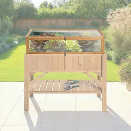 Tectake tectake® Frühbeet-Aufsatz, aus Holz, mit Hohlkammerplatten, 115 x 53 x 34 cm