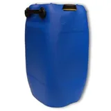 plasteo® 60L Getränke- Wasserkanister Blau mit Schraubdeckel (DIN 71) | Lebensmittelecht | Tragbar mit 3 Griffen | Indoor und Outdoor | BPA Frei