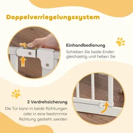 PawHut Hunde Türschutzgitter Treppenschutzgitter, 75-145 cm Hunde Türgitter Weiß - Weiß
