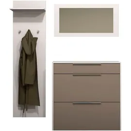 borchardt Möbel Garderoben-Set BORCHARDT MÖBEL "Oliva, Hängeschuhschrank, Spiegel, Garderobenpaneel", schwarz (weiß cappuccino), Holzwerkstoff, Kastenmöbel-Sets