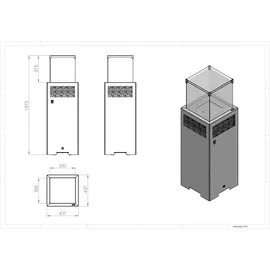 Hitze Gas-Terrassenheizung FUENTE Q V 5,7 kW schwarz Gasheizung Gas-Gartenheizer