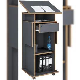 VCM Holz mobiles Rednerpult Maße ca. H. 107 bis 128 cm x B. 60 bis 123 cm x T. 44 cm rollbar mit Schublade Stehpult Stehtisch | Salia