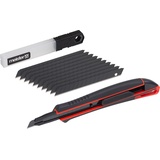 Meister Craft Meister Universalmesser-Set "Black Line" - 11-teilig - Abbrechmesser (9 mm) - Mit 10 Ersatzklingen - Extrascharf - Zum Schneiden sämtlicher Materialien / Cutter / Cuttermesser / 9403850