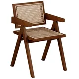 ZFG Holz Rattan Rückenlehne Stuhl Haushalt Rattan Stuhl Hotel B & B Balkon Casual Rattan Stuhl Mit Armlehne Komfortable Unterstützung L50×B53×H81cm (Größe : C)