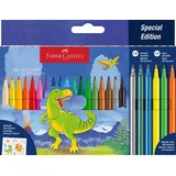 Faber-Castell AKTION: FABER-CASTELL Dino Filzstifte farbsortiert, 24 St. + GRATIS Dinosticker