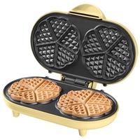 Bestron Doppel-Waffeleisen für klassische Herzwaffeln, Herzwaffeleisen mit Backampel & Antihaftbeschichtung, ideal für Kindergeburtstage, Ostern & Weihnachten, Farbe: Gelb