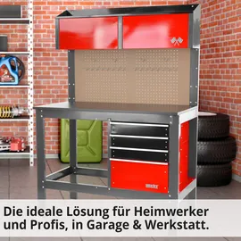 Hecht Werkbank Stahl 2091 grau 4 Schubladen