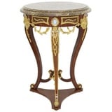 Casa Padrino Beistelltisch Barock Beistelltisch Braun / Gold / Grau Ø 55 x H. 78 cm - Runder Massivholz Tisch im Barockstil - Barock Möbel