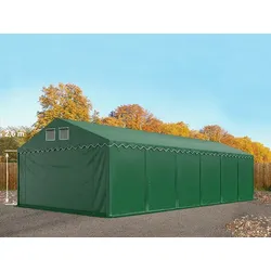 TOOLPORT  6x12 m Lagerzelt, PVC-Plane, dunkelgrün, mit Bodenrahmen, ohne Statik - (7541bl)