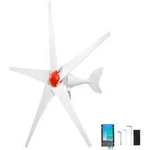 Vevor 800W 12V Horizontale Windkraftanlage Windgenerator mit MPPT & PWM, 5 Rotorblätter, 3-Phasen-Wechselstrom, IP67 & Überladeschutz, Wind- & Solar-Hybridregler, Windturbine für Wohnhaus RV Marine