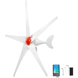 Vevor 800W 12V Horizontale Windkraftanlage Windgenerator mit MPPT & PWM, 5 Rotorblätter, 3-Phasen-Wechselstrom, IP67 & Überladeschutz, Wind- & Solar-Hybridregler, Windturbine für Wohnhaus RV Marine