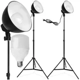 Tectake tectake® 2er-Set Studioleuchte, mit Lampenschirm und ausziehbarem Stativ, 6500K Dauerlicht, geringes Gewicht