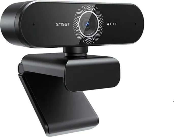 EMEET 4K Webcam mit Dual-Mikrofonen zur Geräuschreduzierung, automatischer Lichtanpassung, 360° drehbarer Halterung, Plug-&-Play-USB-Webcam für Windows/macOS, E3131