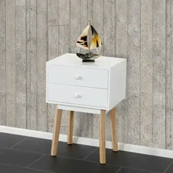 Mendler Kommode Malmö T271, Beistelltisch Nachttisch Schrank, Retro-Design 59x40x30cm ~ Schublade weiß