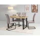 Hela »GISELLE Esszimmer, Essgruppe, Sitzgruppe TOPSELLER", (Set, 5 tlg., 5er Set, Tisch plus 4 Stühle), Esstisch U-Gestell Metall, Tischplatte mit Baumkante, OTTOs Choice