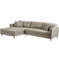 VCM ebuy24 Sofa | Bettsofa, Chaiselongsofa Rechts oder Links Gewendet mit Kissen Stoff Sandfarben