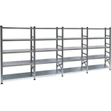 Proregal Fachbodenregal Stecksystem Proximo Komplettregal HxBxT 200 x 480 x 60 cm 5 Ebenen Fachlast 200 kg Beidseitig Nutzbar Verzinkt