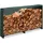 Relaxdays Kaminholzregal Eisen 200 x 29 x 110 cm mit Abdeckung schwarz/grün