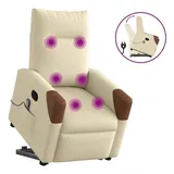 vidaXL Massagesessel mit Aufstehhilfe Creme Stoff