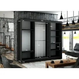 altdecor Schiebetürenschrank 250 x 215 x 61 cm Schwarz/Eiche Wotan