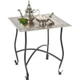 Marrakesch Orient & Mediterran Interior Beistelltisch Garten Klapptisch Metall Sule Eckig Silber
