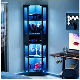 Odikalo Vitrine Vitrinenschrank Eckschrank mit LED (Fünfstöckige Glasvitrine mit Stauraum LED-Beleuchtung Glastüren und intelligenten Sensoren Geeignet für Wohnzimmer Schlafzimmer und Büros) schwarz