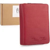 Kleine Damen Geldbörse aus weichem Echt Leder Leder mit RFID-Schutz Rot