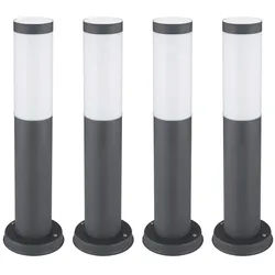4er Set RGB LED Sockelleuchte, Edelstahl anthrazit, H 45 cm