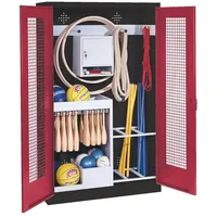 C+P Sportgeräteschrank mit Lochblech-Flügeltüren (Typ 1), HxBxT 195x120x50 cm,