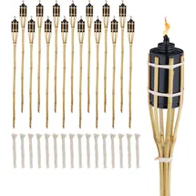 Relaxdays Gartenfackel 90 cm Bambus 16er Set braun