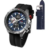 Vostok Europe Almaz Space Station Limited Edition Chronograph Herrenuhr + Vostok Armband - Blau/Blau