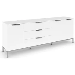 Kombikommode RAUCH "Kommode Türkommode Sideboard Kombikommode FLIPP", weiß (alpinweiß), B:200cm H:72cm T:42cm, Holzwerkstoff, Sideboards, 3-türig mit 3 Schubladen und Soft-Close-Funktion