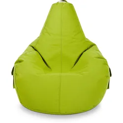 Green Bean© 2er Set Sitzsack + Hocker "Cozy+Cube" - fertig befüllt - Bean Bag Bodenkissen Lounge Sitzhocker Gamingstuhl Pouf - Grün
