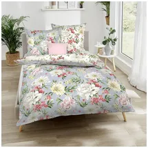KAEPPEL Mako-Satin Bettwäsche Flirtation taube 135x200 cm + 80x80 cm - blau;rot;beige