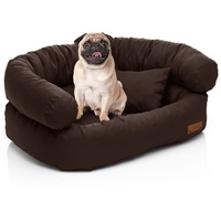 Juelle Mittelhundbett - Sofa für mittelgroße Hunde, Abnehmbarer Bezug, maschinenwaschbar, flauschiges Bett, Hundesessel Santi S-XXL (Größe: M - 80x60 cm, Dunkelbraun)