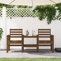 vidaXL Gartenbank mit Tisch 2-Sitzer Honigbraun Massivholz Kiefer