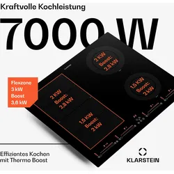 Klarstein Masterzone 60 Hybrid Induktionskochfeld Einbau 4 Flex-Zonen ThermoBoost Smart Flex 9600 Watt Schwarz