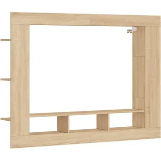 vidaXL TV Schrank, Wohnwand mit Stauraum, Schrankwand Anbauwand für Wohnzimmer, Lowboard Fernsehtisch Wandmontage, Sonoma-Eiche Holzwerkstoff